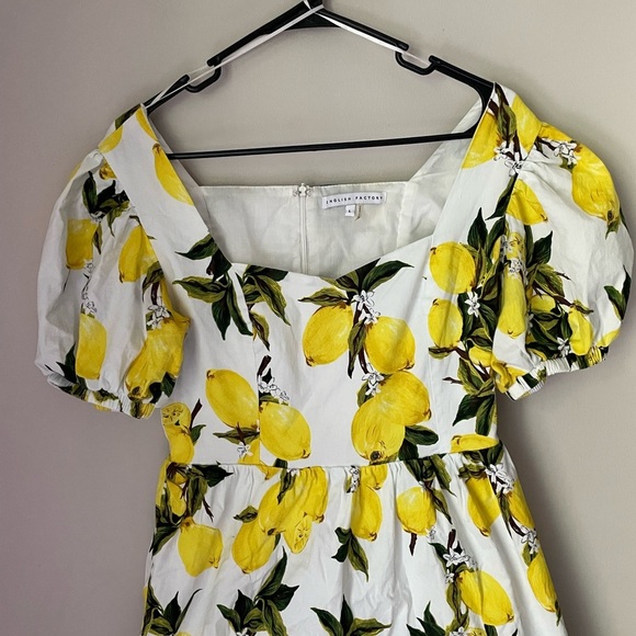 English Factory Yellow Lemon Print Mini Dress Size Large - Picture 4 of 9